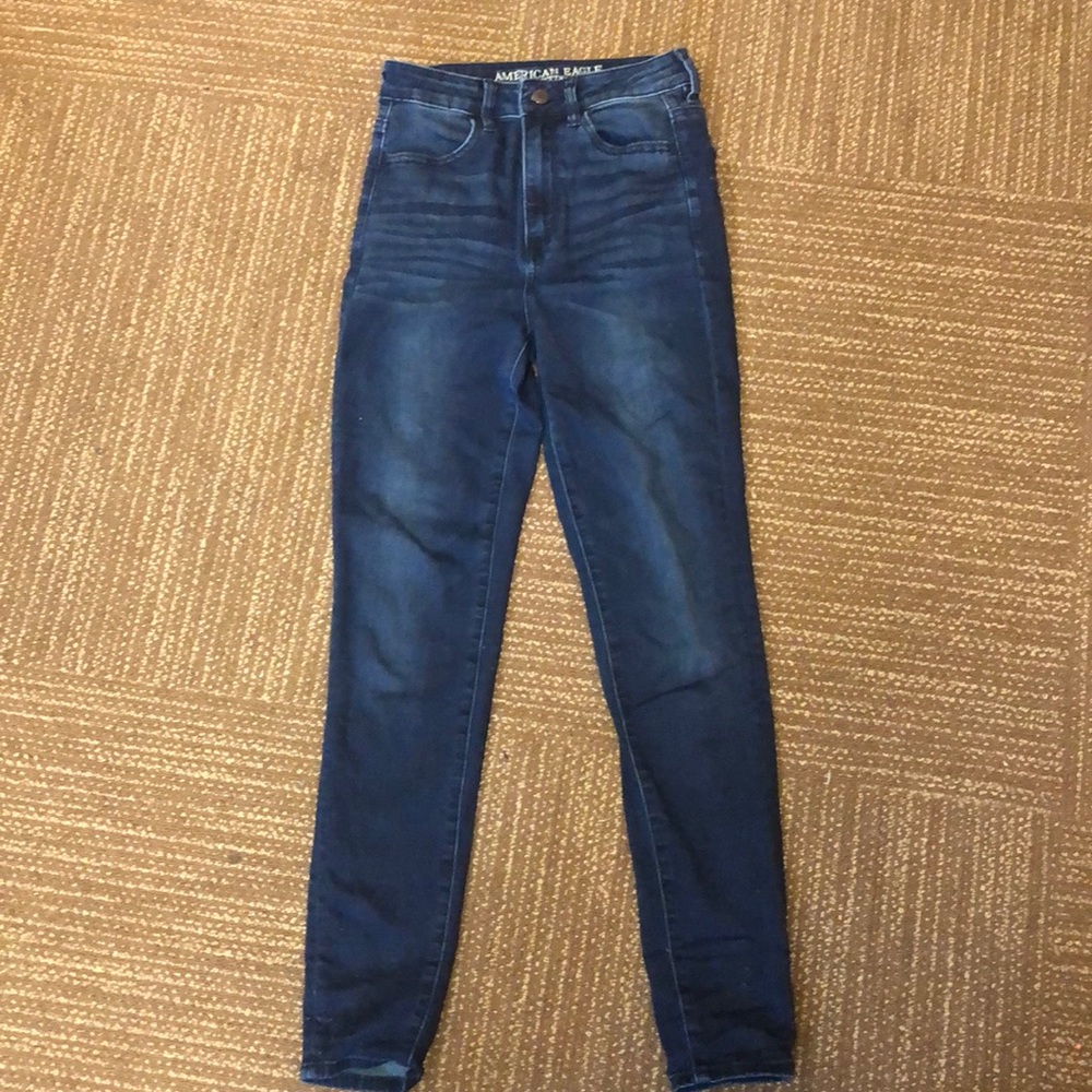American Eagle super high rise dark wash jeans